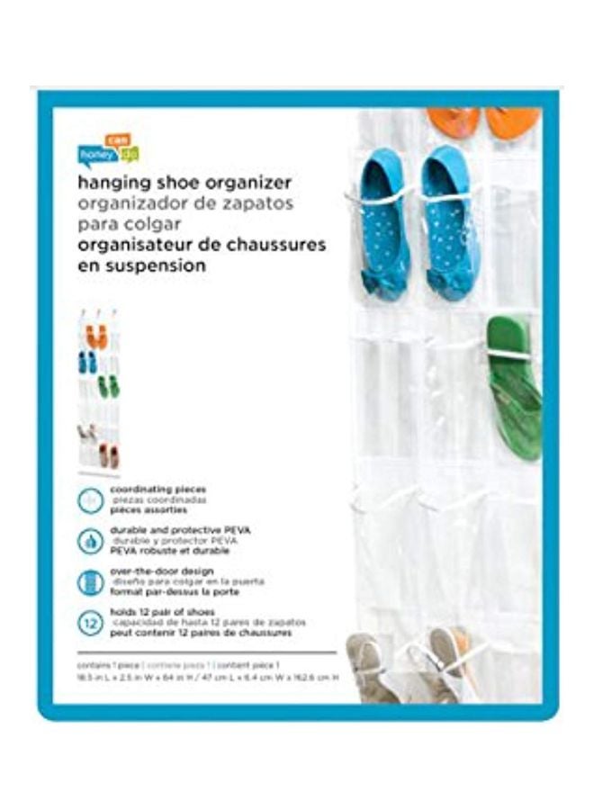 هوني كان دو حامل أحذية بلاستيكي معلق مكون من 24 جيباً شفاف/ أبيض - Image 2