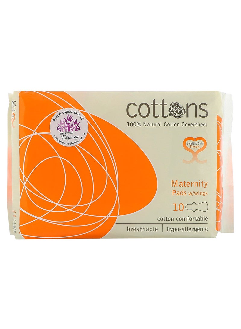 Comforts 10-Piece Wings Coversheet Maternity Pad Set White