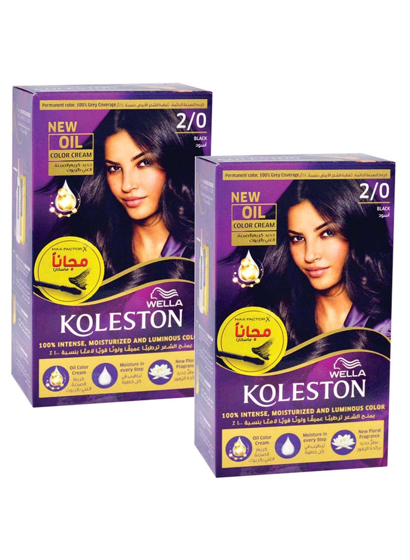 ويلا مجموعة كريم صبغة شعر كثيف ويدوم طويلاً مكونة من قطعتين 2/0 أسود