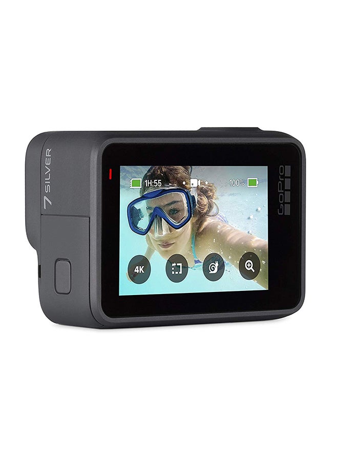 Hero7 Sports Digital Action Camera With 12MP, 4K60/1080p240 Video Resolution 8x Slo-Mo Wi-Fi + Bluetooth GPS Enabled Water Resistant Grey
