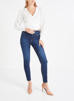ONLY Smocked Cuff Wrap Top White  - Image 2