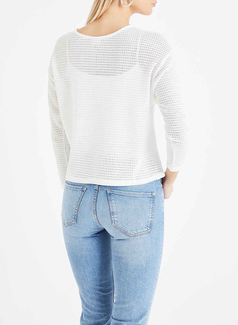 Textured Long Sleeve T-Shirt White - v1582439245/N34971801V_3