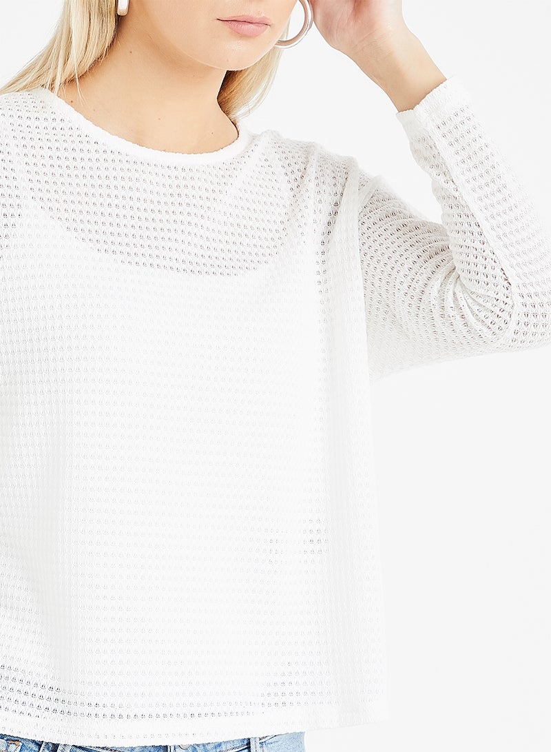 Textured Long Sleeve T-Shirt White - v1582439245/N34971801V_4