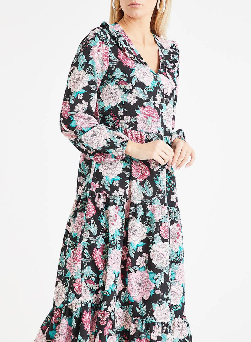 ONLY - Floral Prairie Collar Long Sleeve Dress Multicolour - Image 1