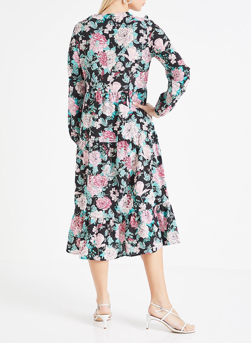 ONLY - Floral Prairie Collar Long Sleeve Dress Multicolour - Image 1