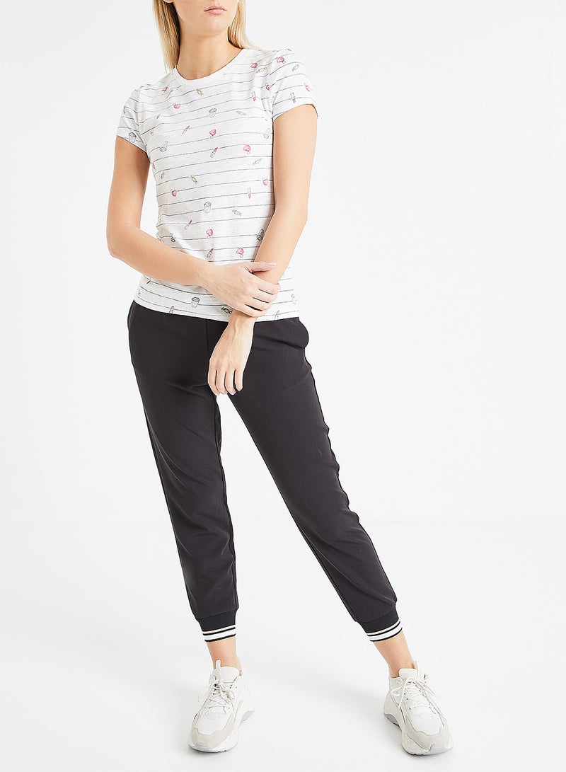 ONLY Striped Graphic T-Shirt White - Image 2