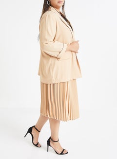 Vero Moda Curve New Rio 3/4 Sleeve Blazer Beige  - Image 2