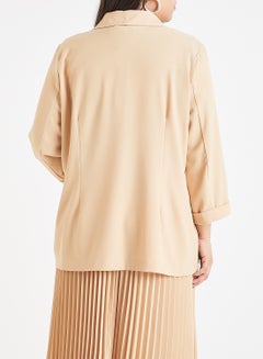 Vero Moda Curve New Rio 3/4 Sleeve Blazer Beige  - Image 3