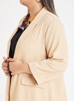 Vero Moda Curve New Rio 3/4 Sleeve Blazer Beige  - Image 4