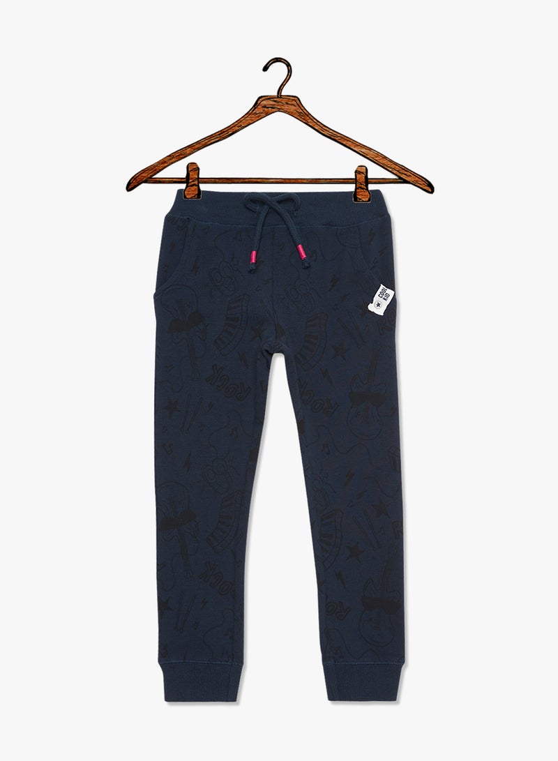 NAME IT - Boys Music Themed Sweatpants Navy - Image 1