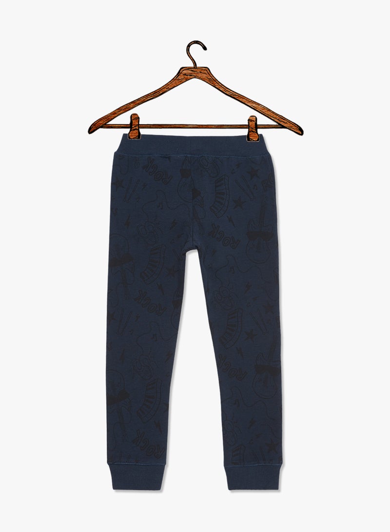 NAME IT - Boys Music Themed Sweatpants Navy - Image 1