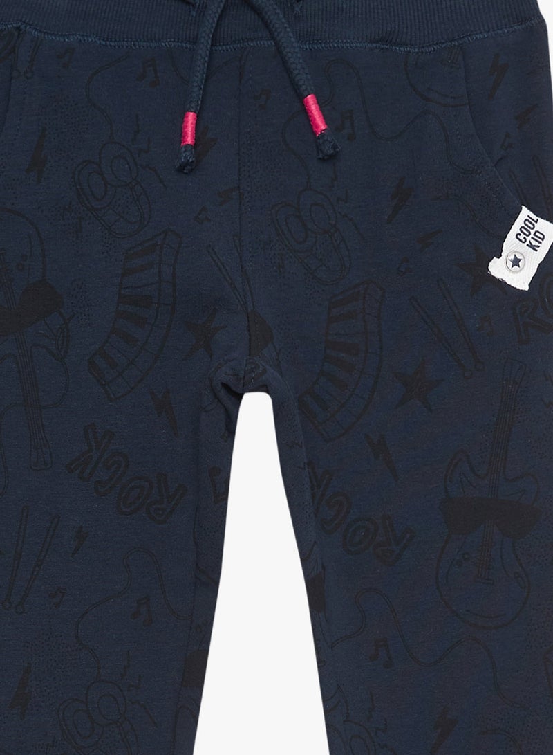 NAME IT - Boys Music Themed Sweatpants Navy - Image 1