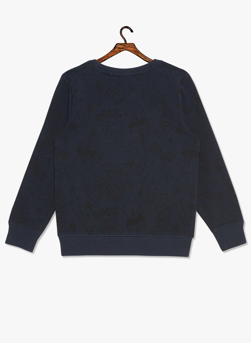 NAME IT - Boys Music Themed Sweatshirt Navy - Image 1