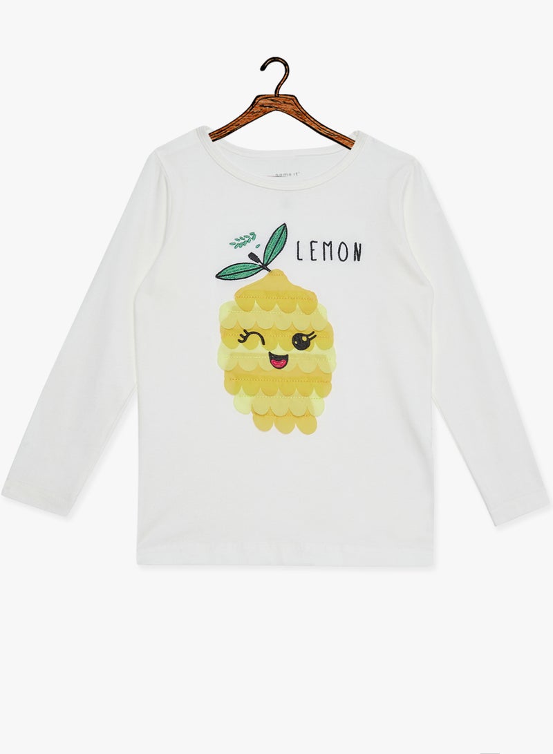 NAME IT - Kids Fruit Graphic Long Sleeve T-Shirt White - Image 1