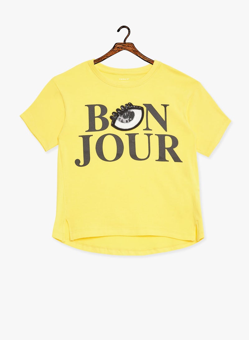 Kids Printed Boxy T-Shirt Yellow - v1582443549/N34971406V_1