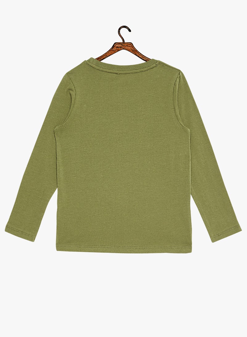 NAME IT Kids Mickey Mouse Long Sleeve T-Shirt Olive  - Image 2