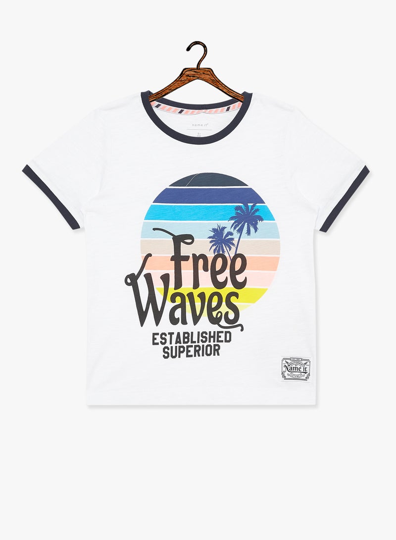 نيم ات تيشيرت بنمط رينجر للأطفال أبيض / أسود / أزرق - Image 1