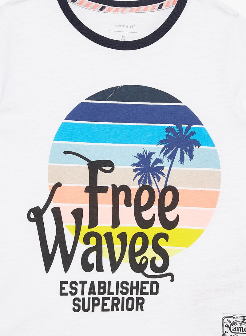 نيم ات تيشيرت بنمط رينجر للأطفال أبيض / أسود / أزرق - Image 3