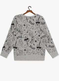NAME IT Boys Music Themed Sweatshirt Grey  - Image 2