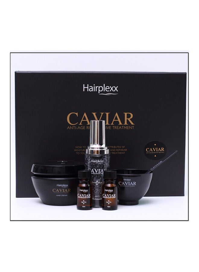 luxury 6- Piece Hairplexx Caviar Professional Anti-Age Restorative Treatment Set Black - Image 2