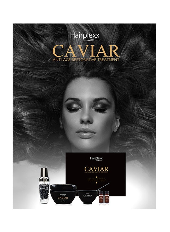 luxury 6- Piece Hairplexx Caviar Professional Anti-Age Restorative Treatment Set Black - Image 3