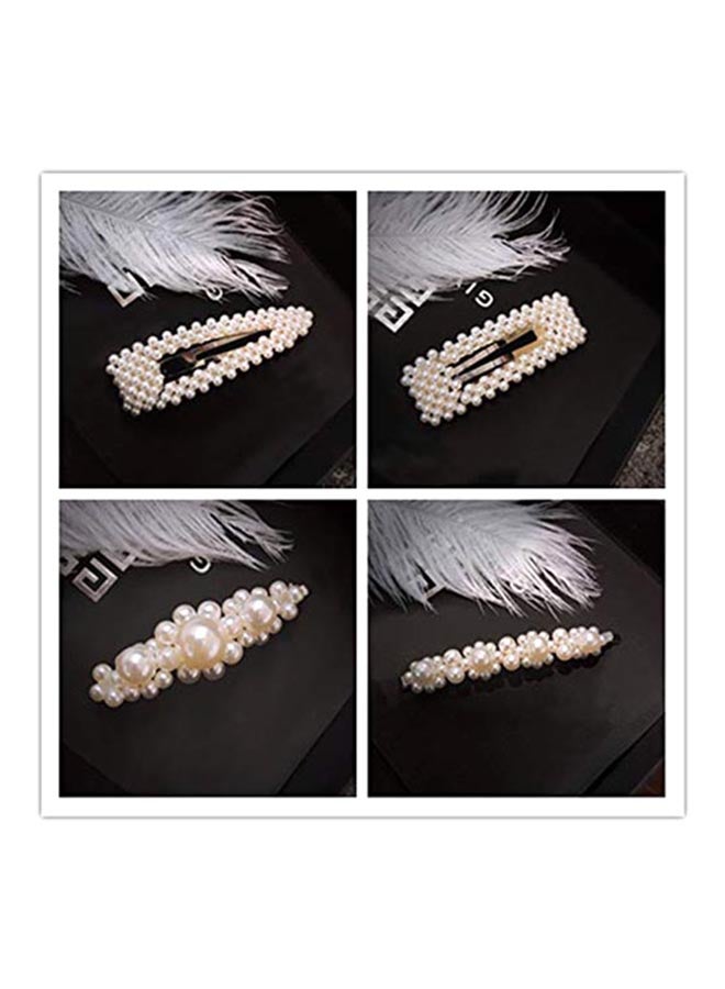 4-Piece Pearl Hair Clips Gold/White - v1582522450/N24327251A_2