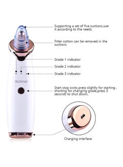 NuSense 5-In-1 Blackhead And Acne Remover Vacuum Cleaning Instrument White/Rose Gold 10cm  - Image 4