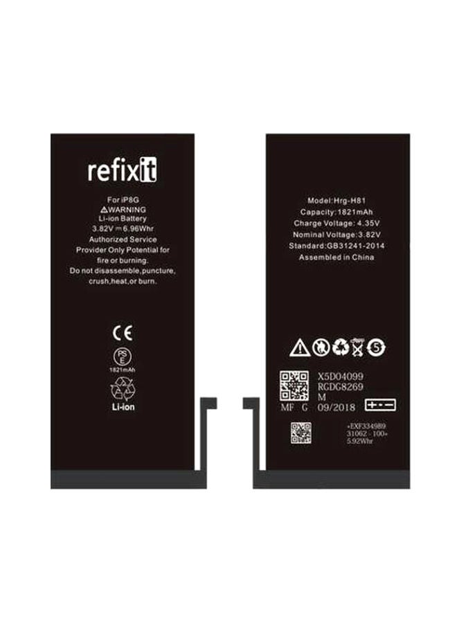 Refixit - 1821.0 mAh Replacement Battery For Apple iPhone 8 Black - Image 1