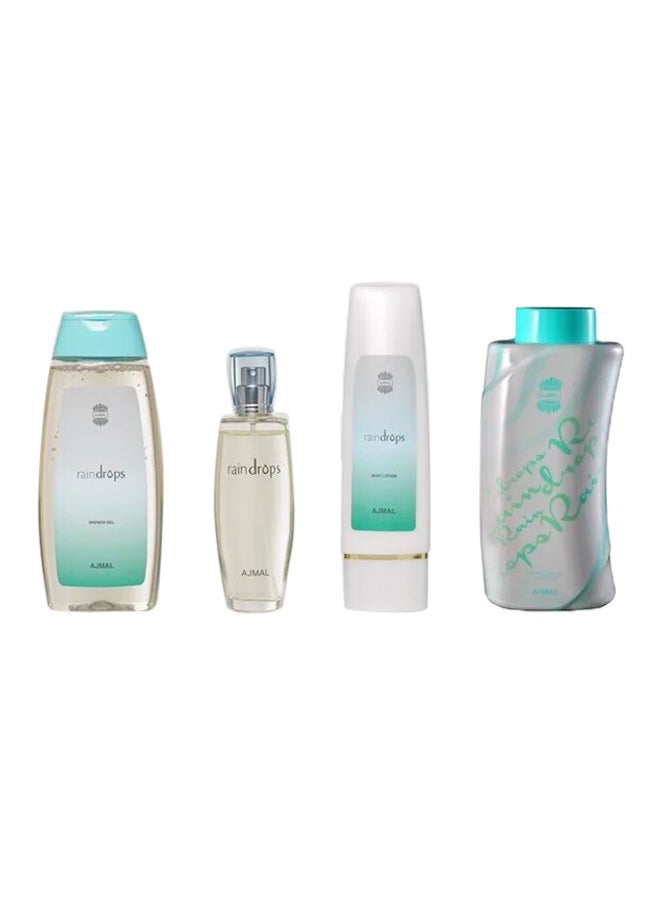 طقم هدايا رين دروبز (Raindrops Spray 50ml, Raindrops Body Lotion 100ml, Raindrops Shower Gel 200ml & Raindrops Powder 100gm) 