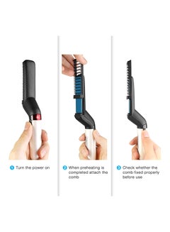 Edieaty Electric Beard Straightener Comb Black/White  - Image 3