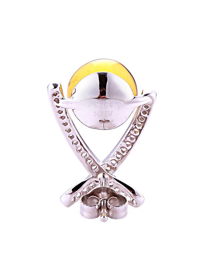 925 Sterling Silver 18 Karat White Gold Plated Earrings - Image 3