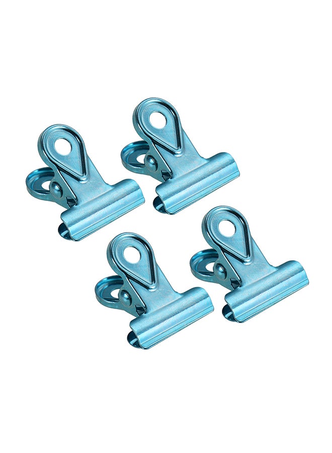 4-Piece Paper Metal Bulldog Clip Hinge Clips Set Blue
