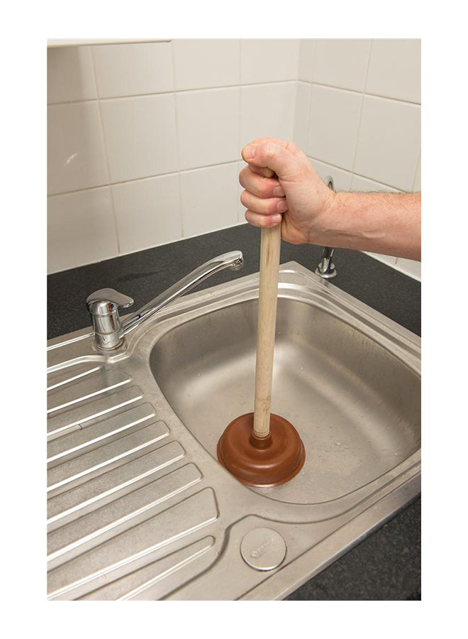 Silverline Sink Plunger Red/Brown Red/Brown 0.43x0.07x0.17meter  - Image 2