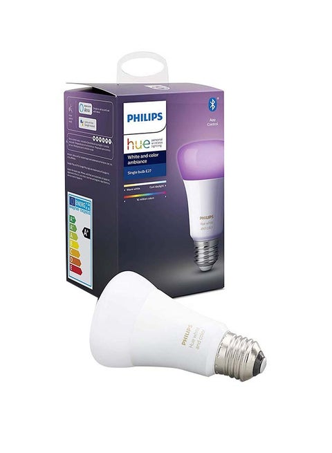 Philips Hue Uae White And Colour Ambiance Led Smart Bulb,Bluetooth & Zigbee Compatible (Hue Bridge Optional),Works With Alexa & Google Assistant White & Colour Ambiance 7.5x8.8x16.5cm