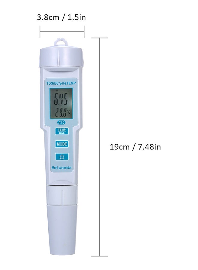 4 in 1 Water Quality Tester Temperature Meter Grey 25x5x10.50centimeter - Image 2