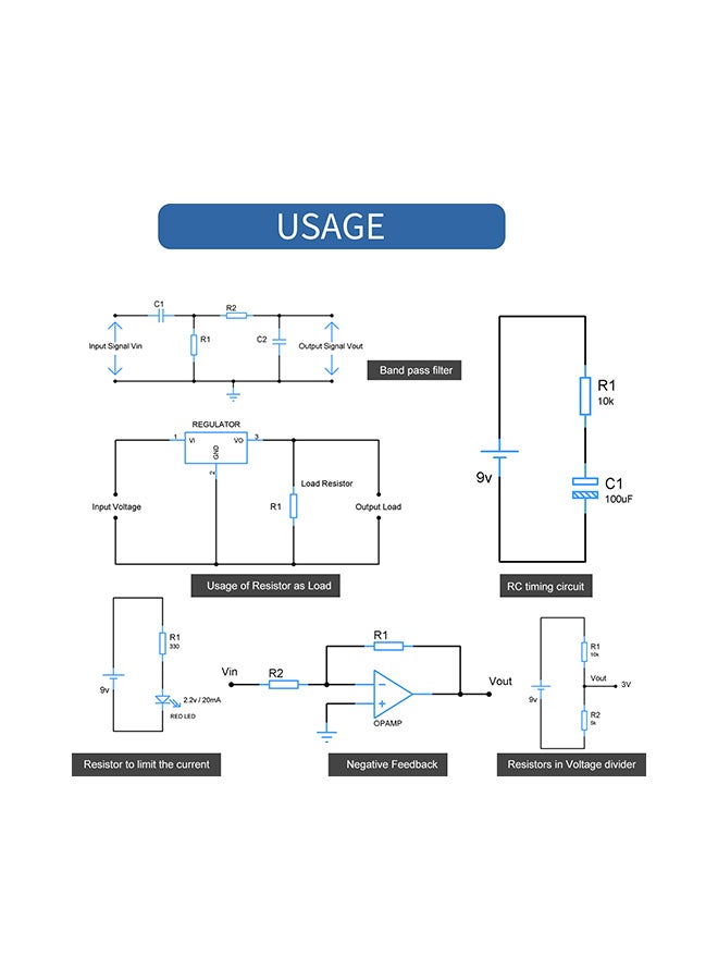 مجموعة متنوعة من المقاومات المعدنية مكونة من 300 قطعة أزرق/ أبيض 12x1.50x7.70Ø³Ù†ØªÙŠÙ…ØªØ± - Image 3