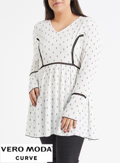 Vero Moda Curve Comma V-Neck Tunic White  - Image 4