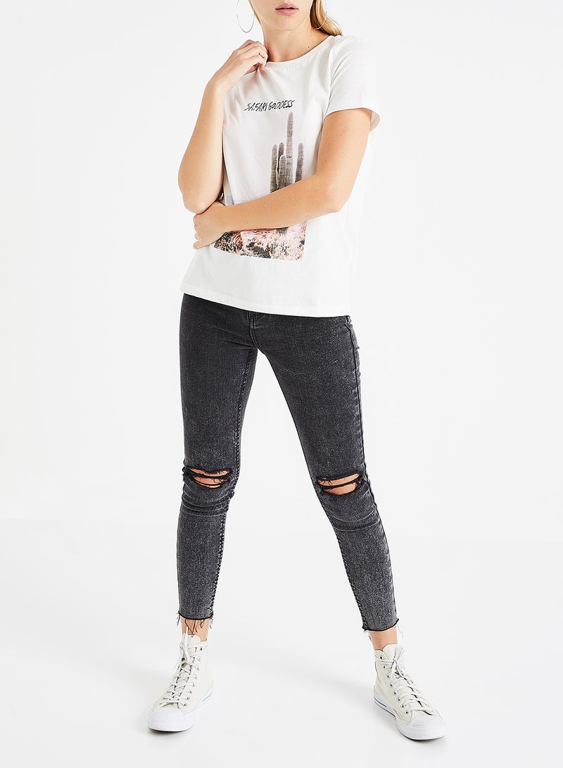 فيرو مودا تيشيرت بطبعة الصحراء أبيض - Image 2