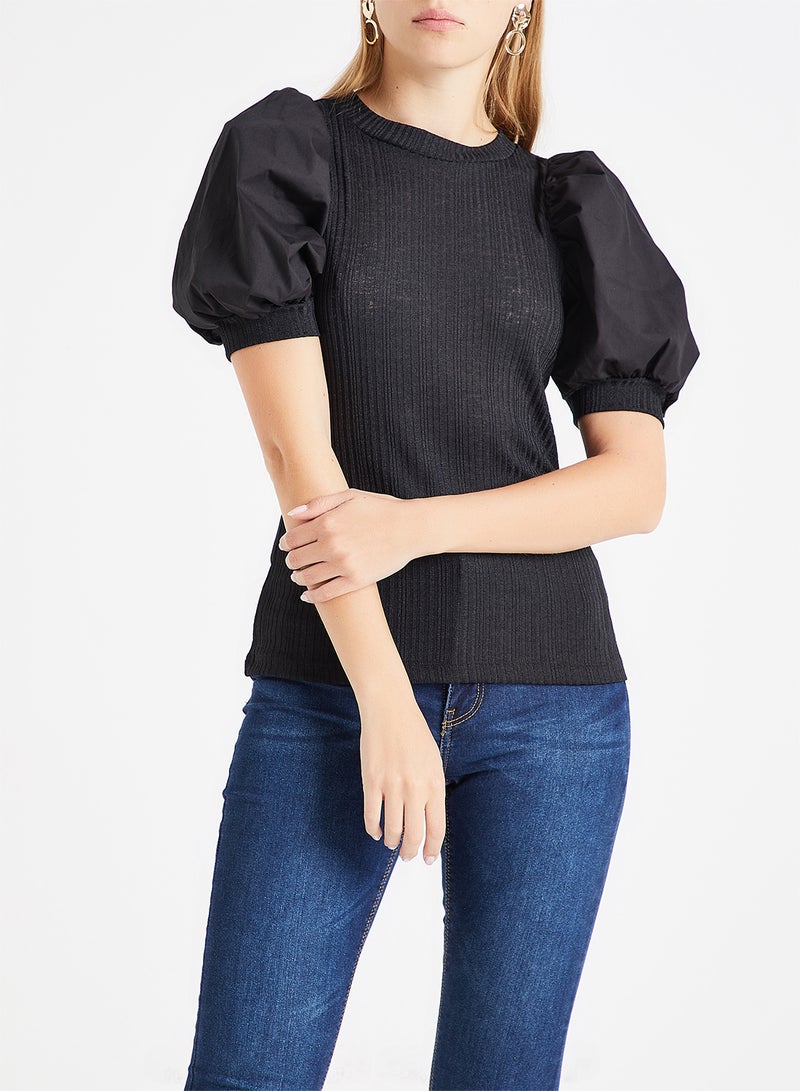 VERO MODA - Puffed Sleeve Blouse Black - Image 1