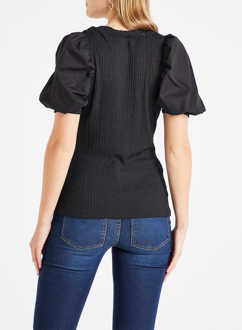 VERO MODA - Puffed Sleeve Blouse Black - Image 1
