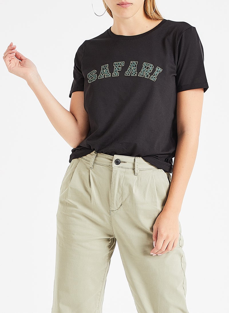 فيرو مودا تيشيرت بطبعة سفاري أسود - Image 1