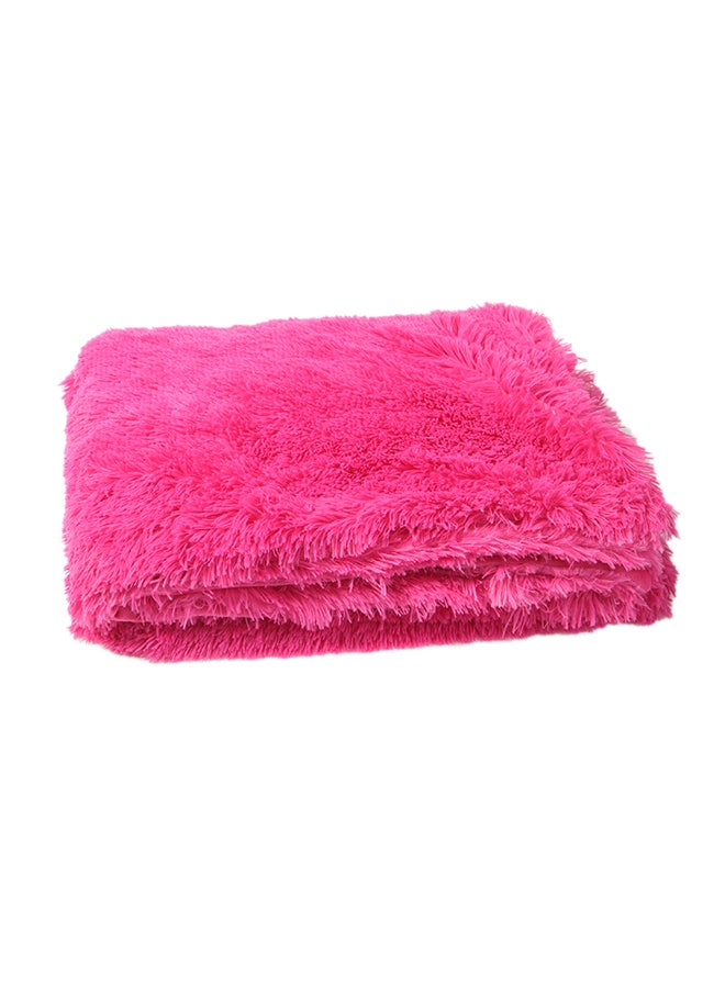 Long Fur Throw Blanket polyester Red 63x79inch - Image 1