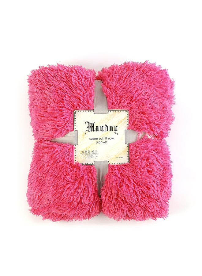 Long Fur Throw Blanket polyester Red 63x79inch - Image 2