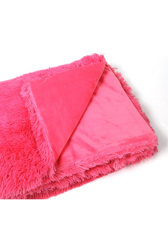 Long Fur Throw Blanket polyester Red 63x79inch - Image 3