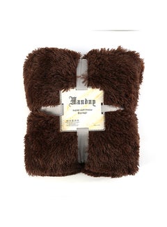 Generic Long Fur Throw Blanket polyester Brown 63x79inch  - Image 1