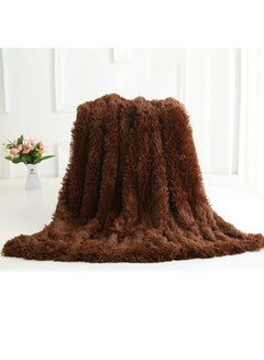 Generic Long Fur Throw Blanket polyester Brown 63x79inch  - Image 2