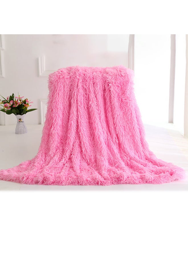 Long Fur Throw Blanket polyester Pink 63x79inch - Image 2
