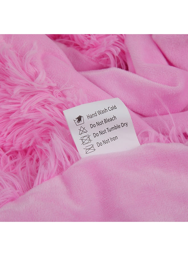 Long Fur Throw Blanket polyester Pink 63x79inch - Image 3