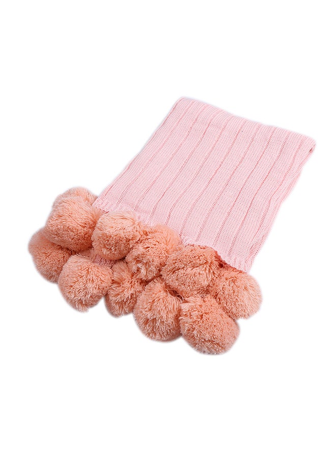 Cotton Hypoallergenic Striped Knitted Blanket fabric Pink 37x8.50x34.50cm - Image 1