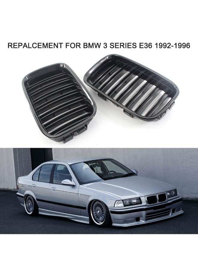 Generic 2-Piece Dual Slat Front Repalcement Grill For BMW 3 Series E36 1992-1996  - Image 2